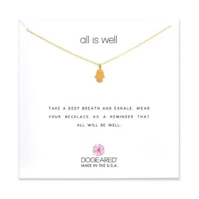 handmade coin pendant necklace All is Well Hamsa Necklace