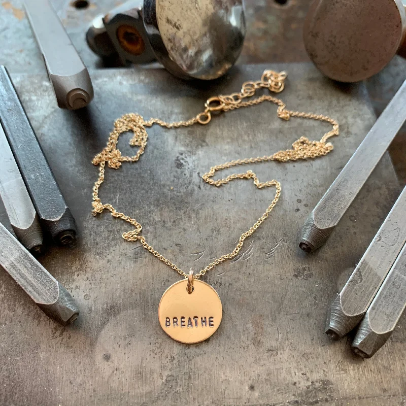 real tourmaline birthstone ring Hand Stamped 14K Gold Fill Charm Necklace