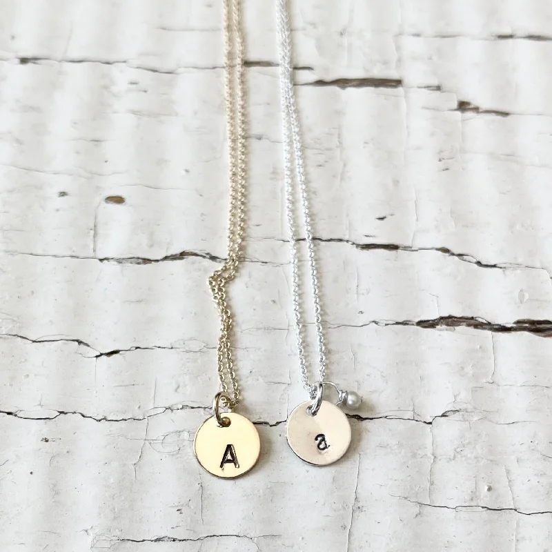 gold mesh bangle bracelet Hand Stamped Alphabet Charm Necklace