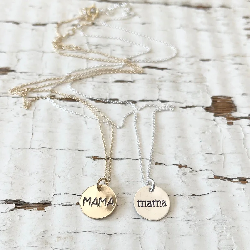 multi-gemstone eternity band Hand Stamped "Mama" Necklace