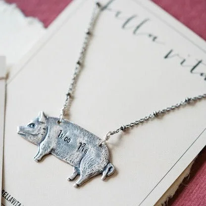 Silver Plated Pig/Silver Plated CHain