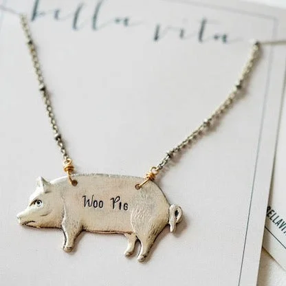 Gold Plated Pig/Antique Gold Plated Chain