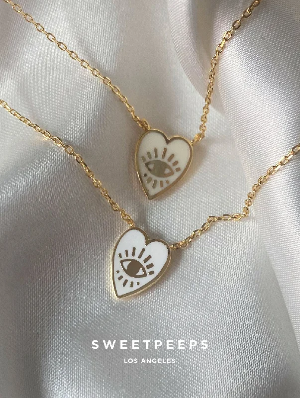 cute cat charm bracelet Heart Evil Eye Necklace