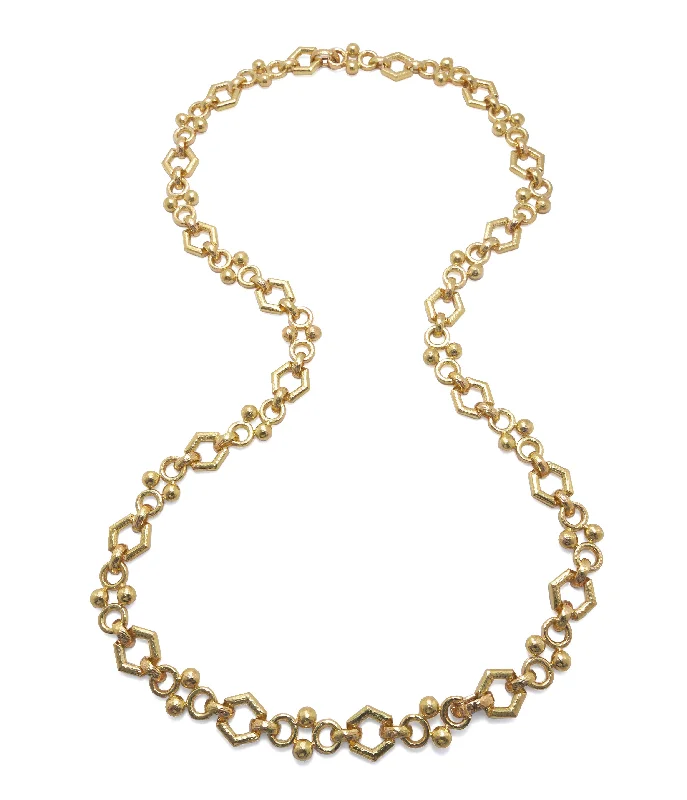 minimalist clover charm bracelet Hexagonal and Round Link Chain Necklace