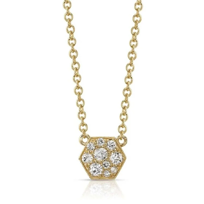 personalized couples necklace gold HEXAGONAL COBBLESTONE PENDANT NECKLACE