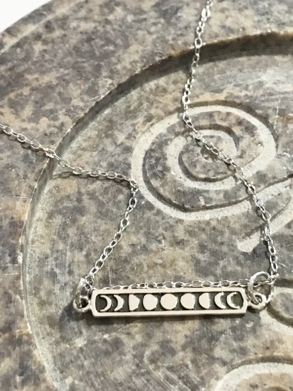 titanium wedding band men’s black Moon Phase Bar Necklace