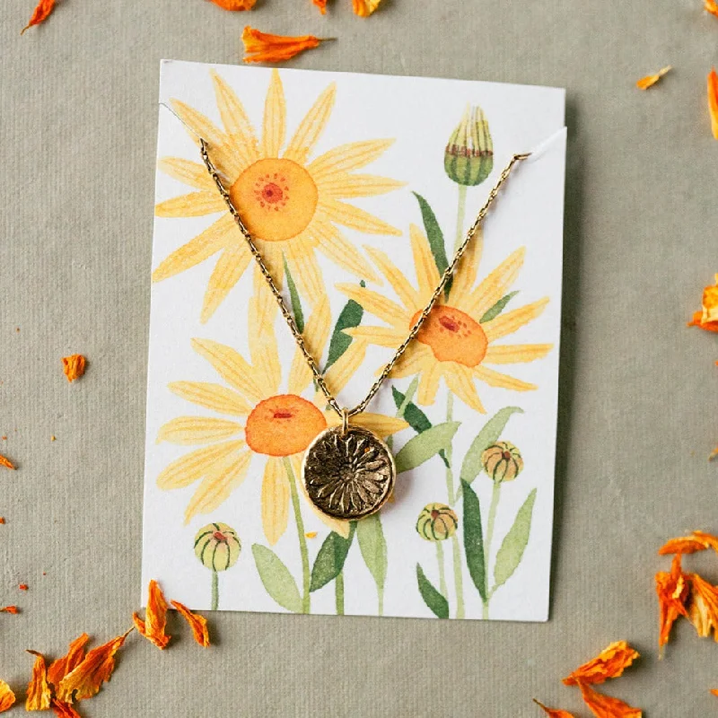vintage diamond drop necklace In the Garden - Sunflower Necklace