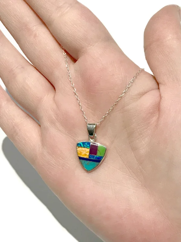 celestial star charm bracelet Inlaid Gemstone Triangle Necklace