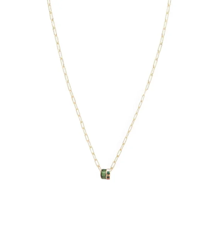 emerald gemstone earrings Internal Compass & Baguette Tsavorite : Heart Beat Super Fine Clip Chain Necklace