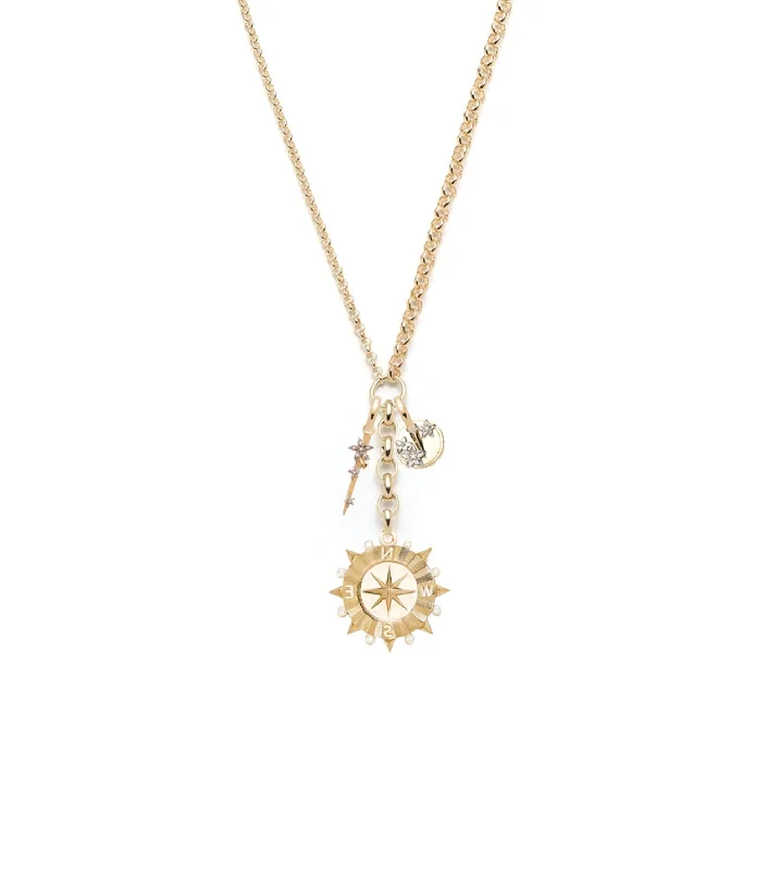 custom gold name necklace Internal Compass, Resilience & Thorn : Medium Mixed Belcher Extension Necklace