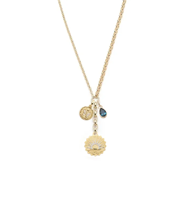crystal-studded gold ring Internal Compass, Reverie & Forever Pair : Medium Mixed Belcher Extension Necklace