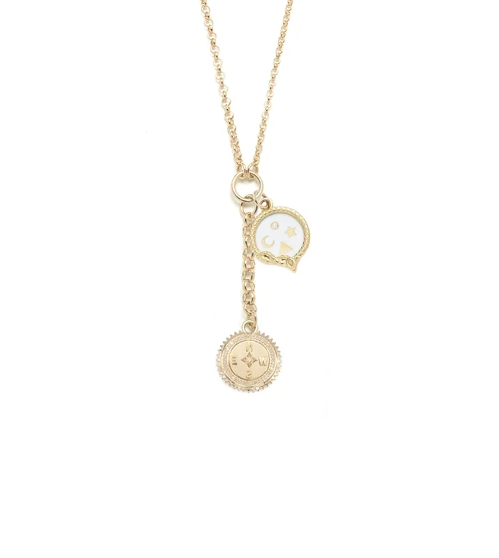 celestial galaxy planet necklace Internal Compass Story : Small Mixed Belcher Extension Chain