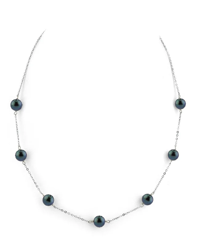 colorful gemstone engagement ring Black Japanese Akoya Pearl Tin Cup Necklace