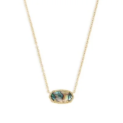 handmade wooden bead necklace Kendra Scott Elisa Necklace Gold Abalone Shell