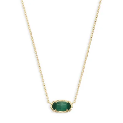 rose gold initial pendant necklace Kendra Scott Elisa Necklace Gold Emerald Cat's Eye