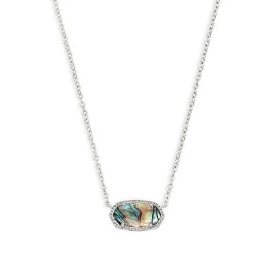 silver rope chain men Kendra Scott Elisa Necklace Rhodium Abalone Shell