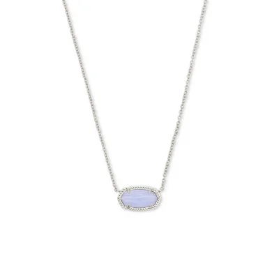 round-cut blue sapphire earrings Kendra Scott Elisa Necklace Rhodium Blue Lace Agate