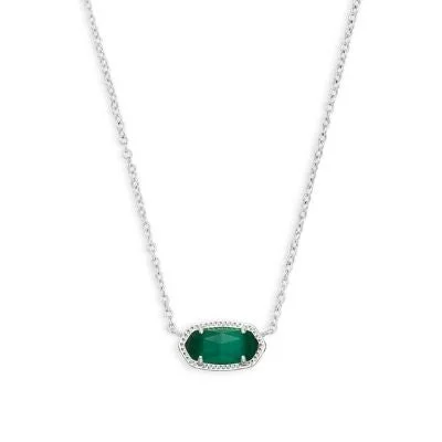 minimalist wedding band set Kendra Scott Elisa Necklace Rhodium Emerald Cat's Eye