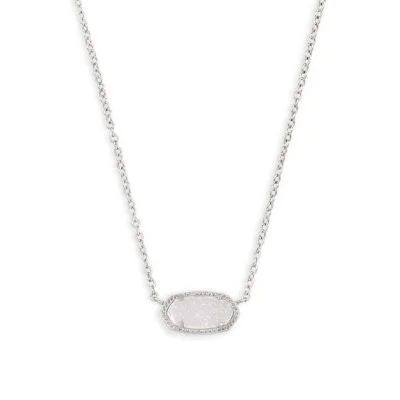 emerald-cut engagement ring halo Kendra Scott Elisa Necklace Rhodium Iridescent Drusy