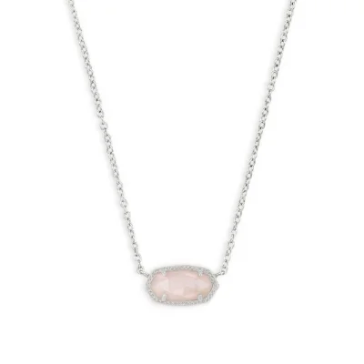 adjustable rope bracelet handmade Kendra Scott Elisa Necklace Rhodium Rose Quartz