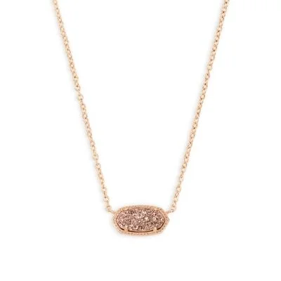 hammered gold disc necklace Kendra Scott Elisa Necklace Rose Gold Rose Gold Drusy
