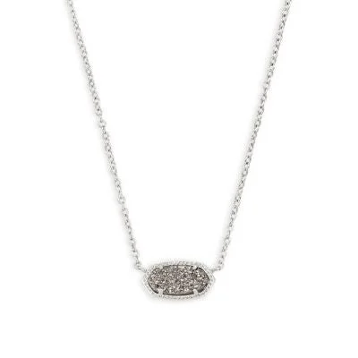 tiny gold huggie hoops Kendra Scott Elisa Necklace Rhodium Platinum Drusy