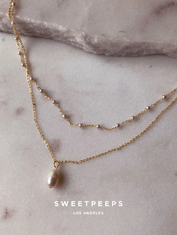 yellow sapphire engagement ring Knightly Pearl Layered Necklace