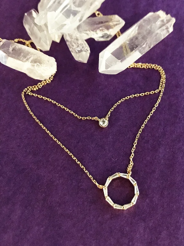 hammered gold disc necklace Layered Baguette Ring Necklace