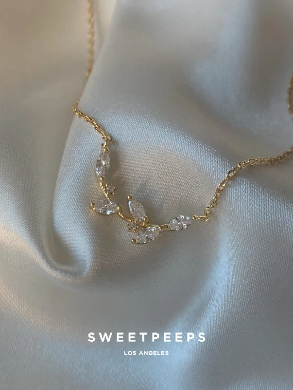 large vintage statement necklace Leaf Branch Necklace