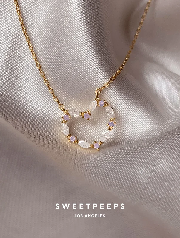 genuine amber pendant necklace Livia Pastel Heart Necklace