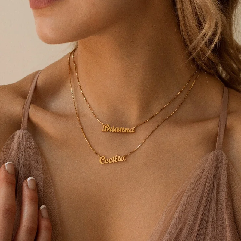 dainty sapphire gemstone bracelet London Double Name Necklace in Box Chain