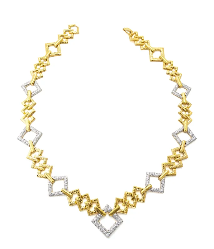 emerald-cut engagement ring halo Long Madison Necklace