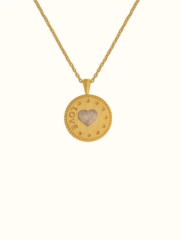 star-shaped cartilage stud earrings Love Coin Pendant Necklace