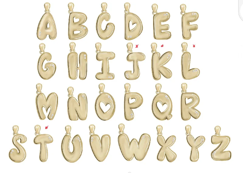 vintage locket necklace gold Large Bubble Letter Charm