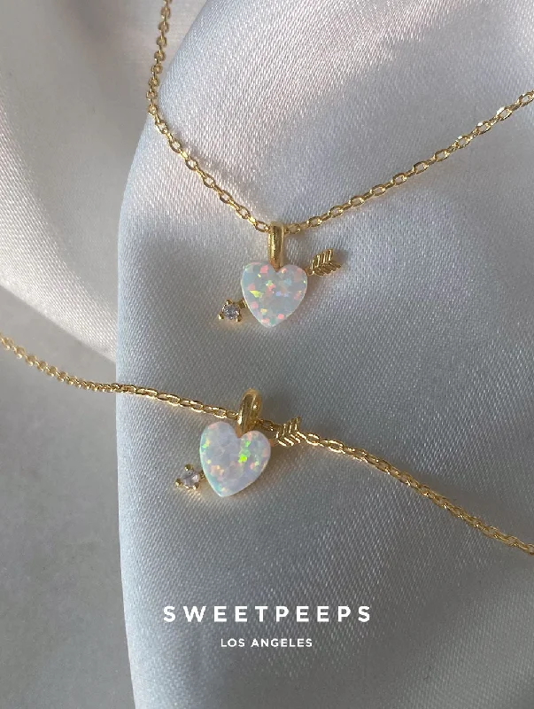 women’s leather wrap bracelet Lovestruck Opal Heart Necklace
