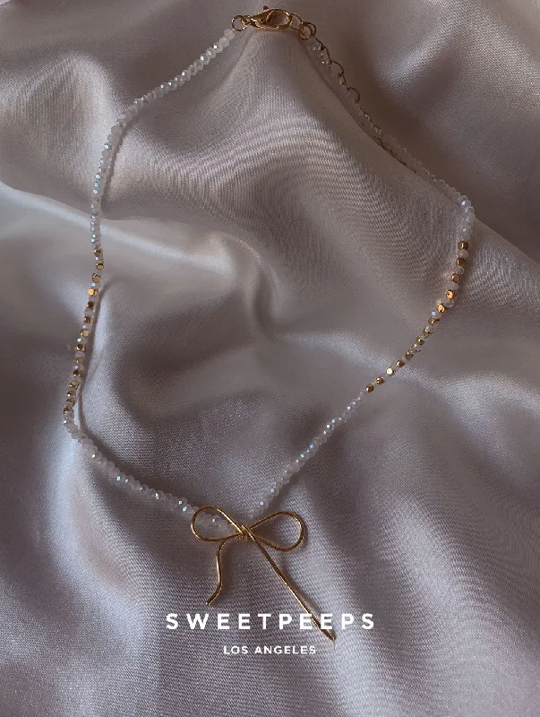 vintage platinum wedding band Lumen Pearl Ribbon Necklace