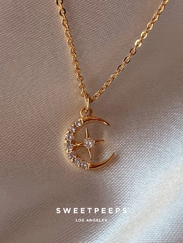 real diamond solitaire ring Luminara Crescent Necklace