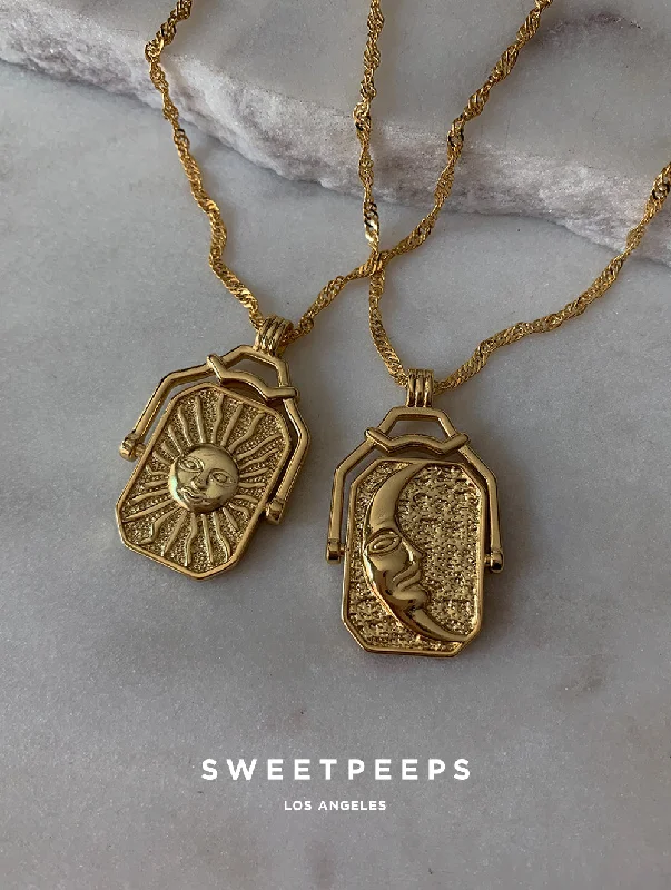 personalized family tree necklace Double Sided Sun & Moon Necklace