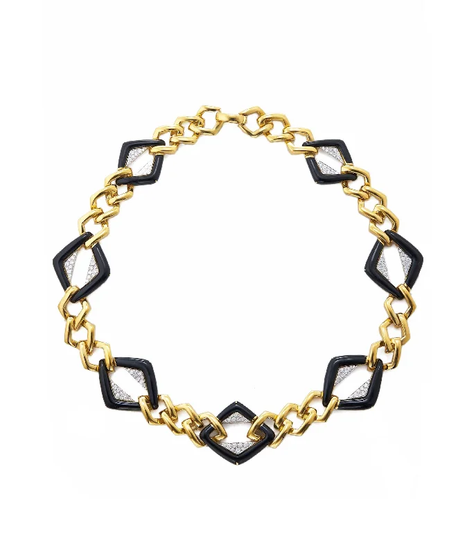 star-shaped cartilage stud earrings Manhattan Minimalism Necklace, Black Enamel