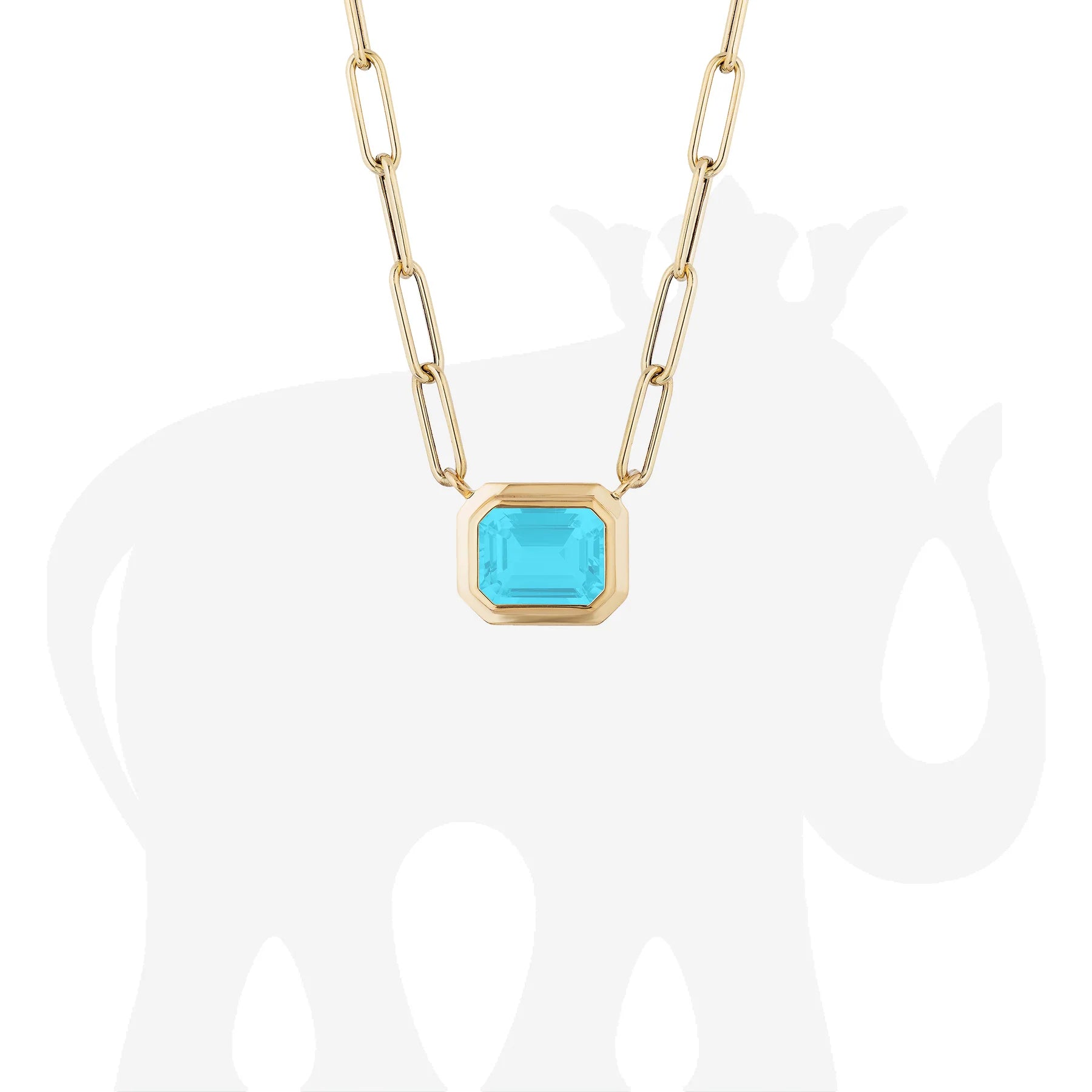 chunky silver hoop earrings 'Manhattan' Turquoise Emerald Cut Bezel Set Pendant