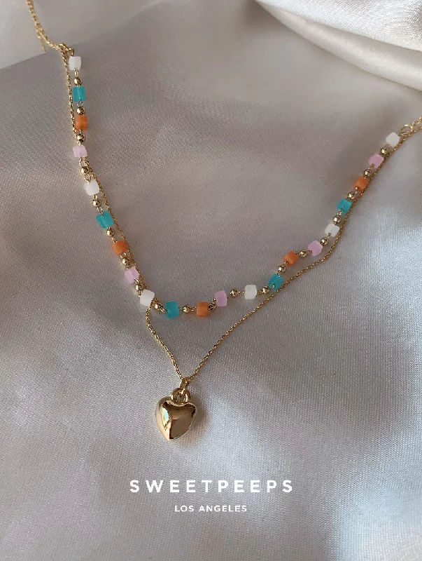 rose gold infinity bracelet Marlowe Pastel Heart Necklace
