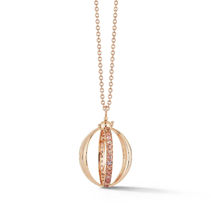 simple engraved wedding ring Medium Rose Gold Purple/Grey Spinel Cage Pendant
