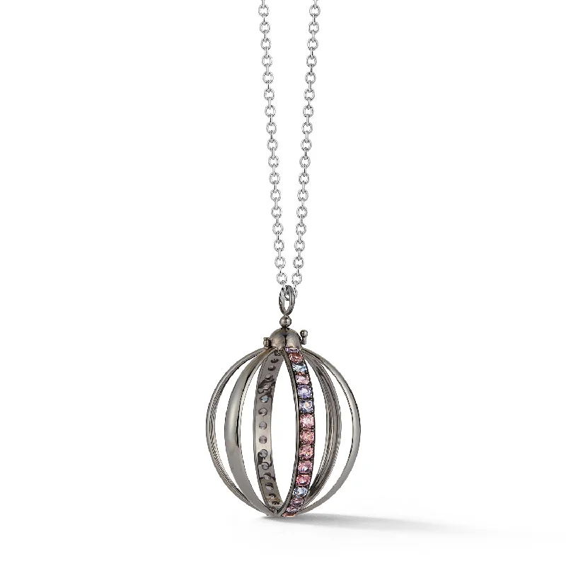 aquamarine and diamond wedding ring Medium White Gold/Black Rhodium Purple Spinel Cage Pendant