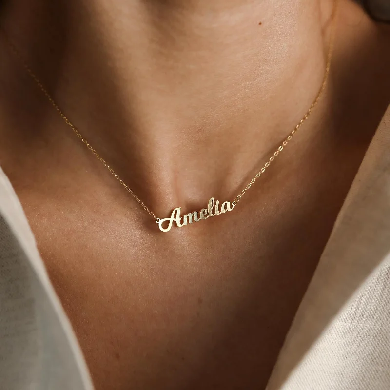 handmade raw stone engagement ring Mellow Name Necklace