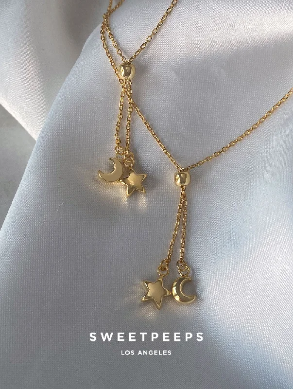 simple sapphire wedding band Melody Star Night Lariat Necklace