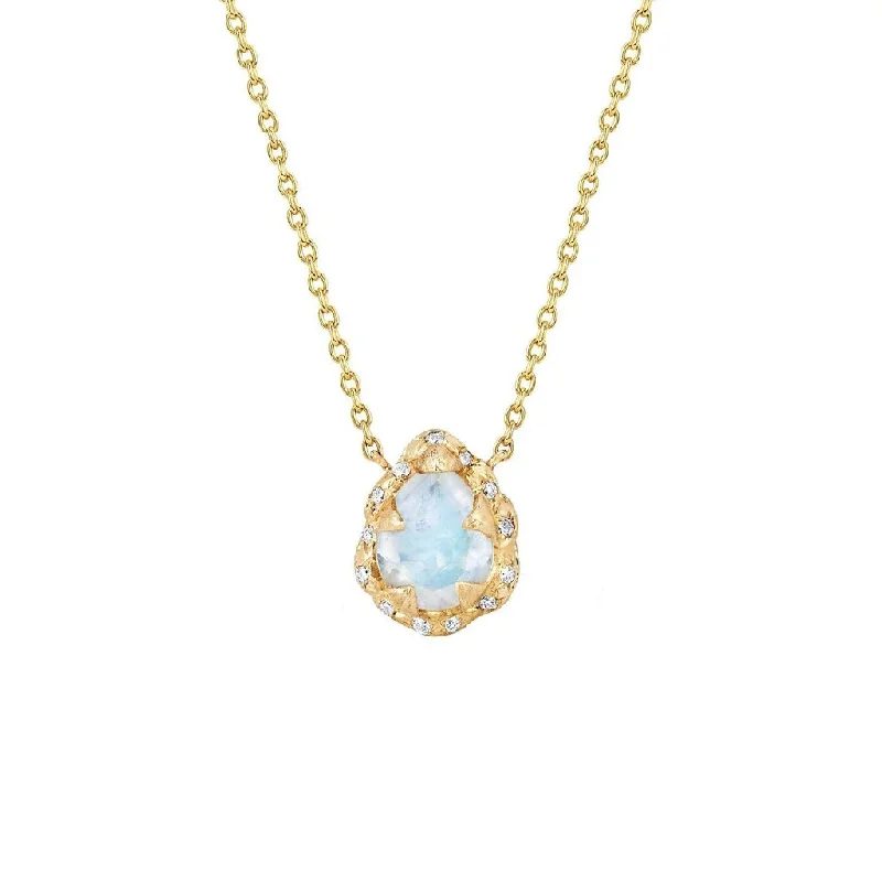 classic wedding set with diamonds Micro Queen Water Drop Moonstone Necklace with Sprinkled Diamonds classic wedding set with diamonds Micro Queen Water Drop Moonstone Necklace with Sprinkled Diamonds