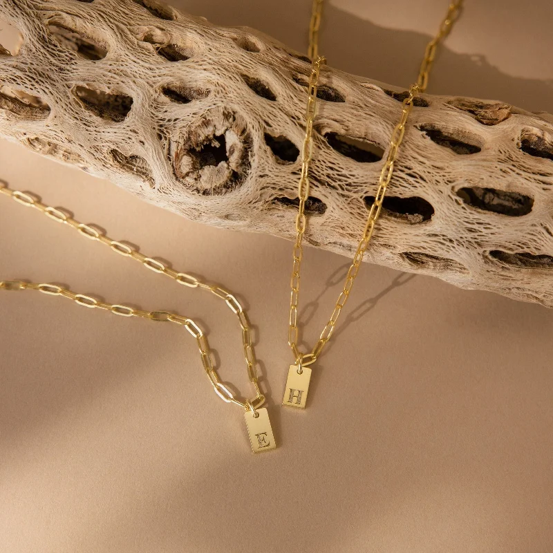 vintage diamond pendant necklace Mini Initial Paperclip Necklace