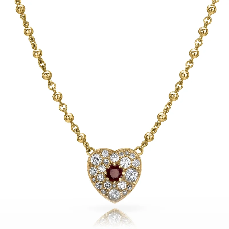 small diamond nose stud SMALL COBBLESTONE HEART NECKLACE WITH GEMSTONE