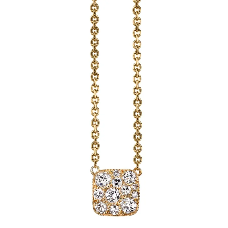 gold engagement ring vintage MINI SQUARE COBBLESTONE PENDANT NECKLACE