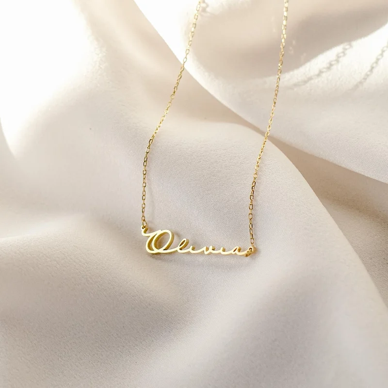 titanium black matte ring Minimal Name Necklace